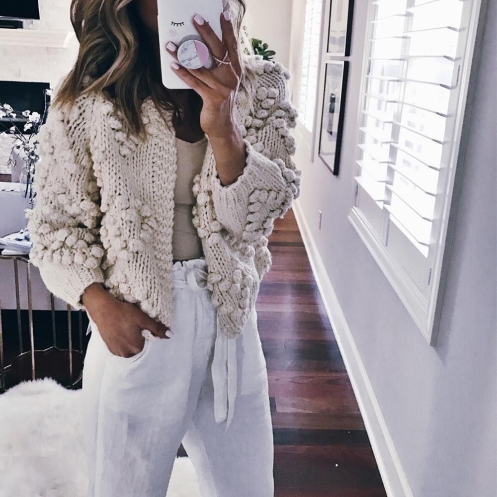 Dreamers Bobble Chunky Knit Boho  Open Cardigan Small